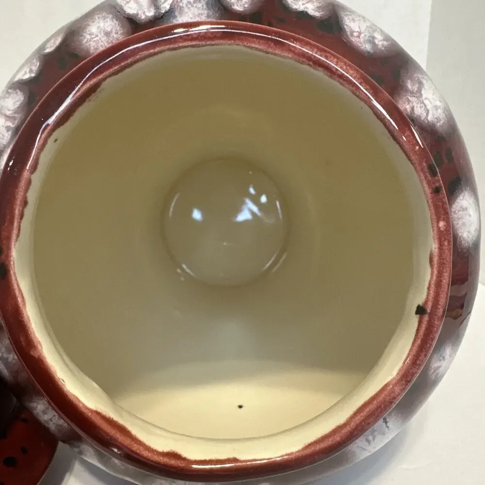 Handmade‎ Red White Drip Glaze Ceramic Ginger Jar Vase with Lid 13.5